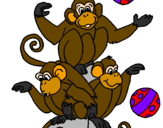 Desenho Macacos a fazer malabarismos pintado por carla