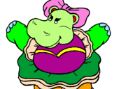 Desenho Hipopótamo com laço pintado por maria luisa
