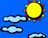 Desenho Sol e nuvens 2 pintado por higor