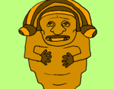 Desenho Estátua demónio maia pintado por Eduardo