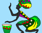 Desenho Mulher com tambor pintado por sheila
