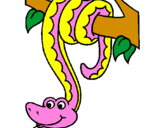 Desenho Serpente pendurada numa árvore pintado por lucas