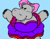 Desenho Hipopótamo com laço pintado por familia love