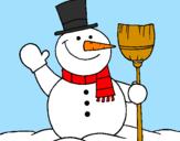Desenho boneco de neve com vassoura pintado por bruno gosta do natal