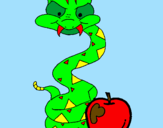 Desenho Serpente e maçã pintado por bela  estefane