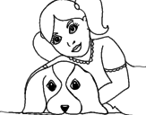 Desenho Menina a abraçar o seu cão pintado por denise