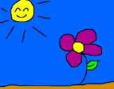 Desenho Sol e Flor 2 pintado por edu201o