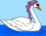 Desenho Cisne com flores pintado por Annelyse
