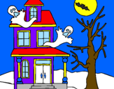 Desenho Casa do terror pintado por mylena