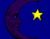 Desenho Lua e estrela pintado por juju(juliana)