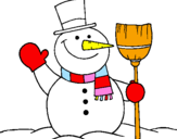Desenho boneco de neve com vassoura pintado por de:barbara