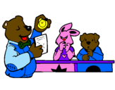 Desenho Professor urso e seus alunos pintado por yavydvfybigcfygcn
