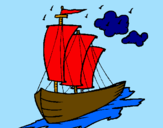 Desenho Barco veleiro pintado por marcela