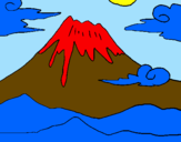 Desenho Monte Fuji pintado por glecia