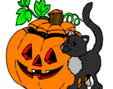Desenho Abóbora e gato pintado por pedro