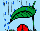 Desenho Joaninha protegida da chuva pintado por gabriela cardoso