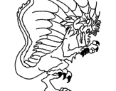 Desenho Dragão a mostrar as garras pintado por luana