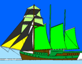 Desenho Veleiro de três mastros pintado por diego
