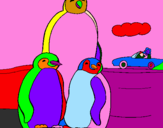 Desenho Familia pinguins pintado por balat