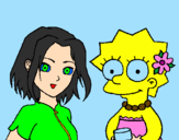 Desenho Sakura e Lisa pintado por andressa