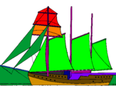 Desenho Veleiro de três mastros pintado por pedro