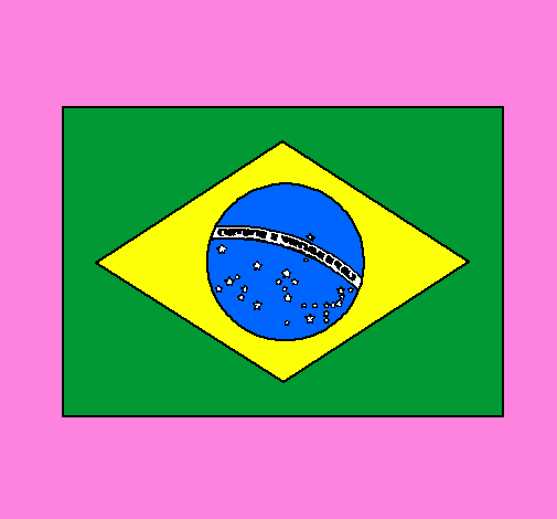 Desenho Brasil pintado por bandeira do Brasil