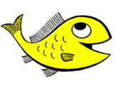 Desenho Peixe pintado por amarelo