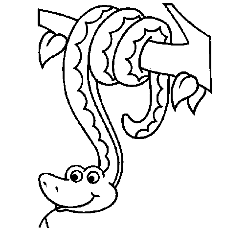 Desenho Serpente pendurada numa árvore pintado por neuza sousa