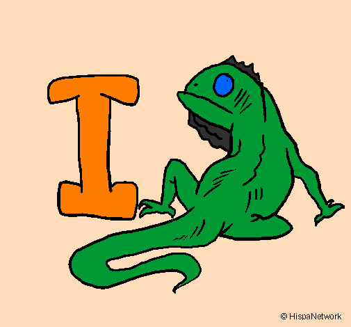 Desenho Iguana pintado por letra i