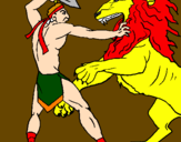 Desenho Gladiador contra leão pintado por PIRAMIDE