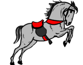 Desenho Cavalo com sela a saltar pintado por lucas