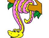 Desenho Serpente pendurada numa árvore pintado por lucas