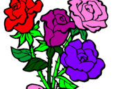 Desenho Ramo de rosas pintado por flores