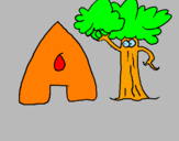 Desenho Árvore pintado por letra A