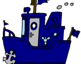 Desenho Barco com âncora pintado por Navio