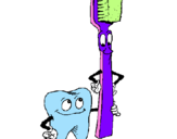 Desenho Dentes e escova de dentes pintado por delen