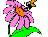 Desenho Margarida com abelha pintado por elza