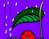 Desenho Joaninha protegida da chuva pintado por julia