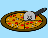 Desenho Pizza pintado por joaninha voa