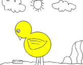 Desenho Triste frango pintado por alicia