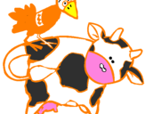 Desenho Vaca e Pássaro pintado por Selena Gomez