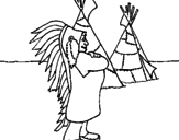 Desenho Índio chefe pintado por lucas
