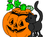Desenho Abóbora e gato pintado por fatima