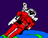 Desenho Astronauta no espaço pintado por lucas