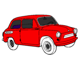 Desenho Carro clássico pintado por carro vermelho