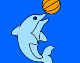 Desenho Golfinho a jogar com uma bola pintado por GOLFINHOS BOLA