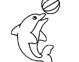 Desenho Golfinho a jogar com uma bola pintado por Karina Machado