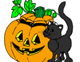 Desenho Abóbora e gato pintado por winder