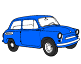 Desenho Carro clássico pintado por carro azul