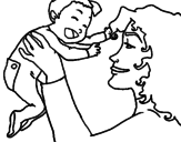 Desenho Mãe e filho  pintado por ana